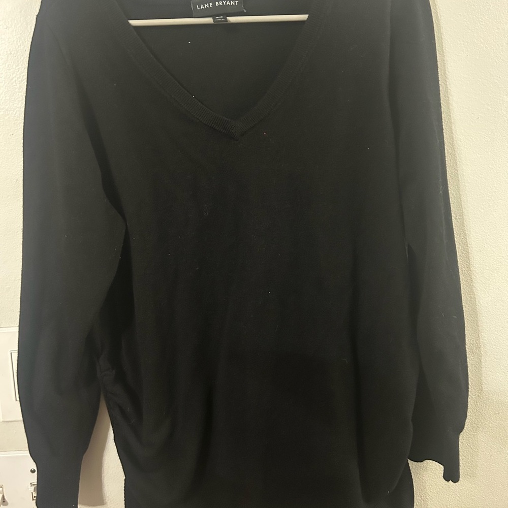Lane Bryant Black V-Nec Sweater - Classic Knit 14/16